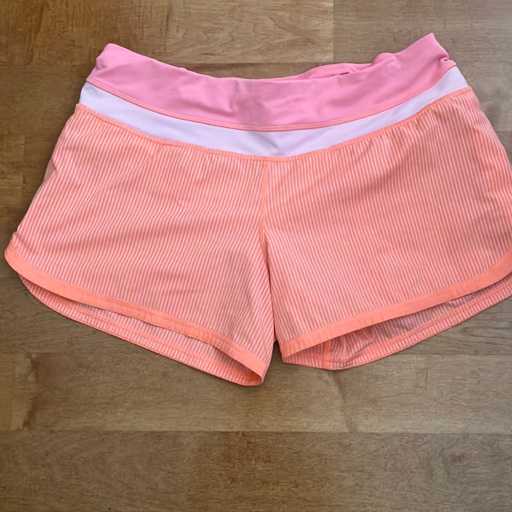 Women’s Lululemon shorts, size 8. Orange stripe